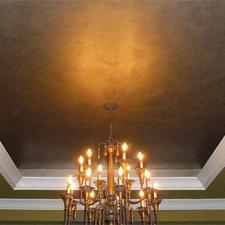 Faux bronze and silver metallic master bedroom tray ceiling copy